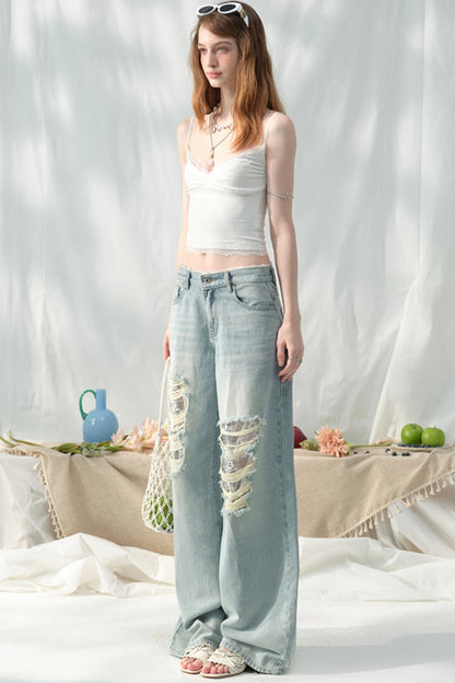Chic Light Blue Wide-Leg Jeans