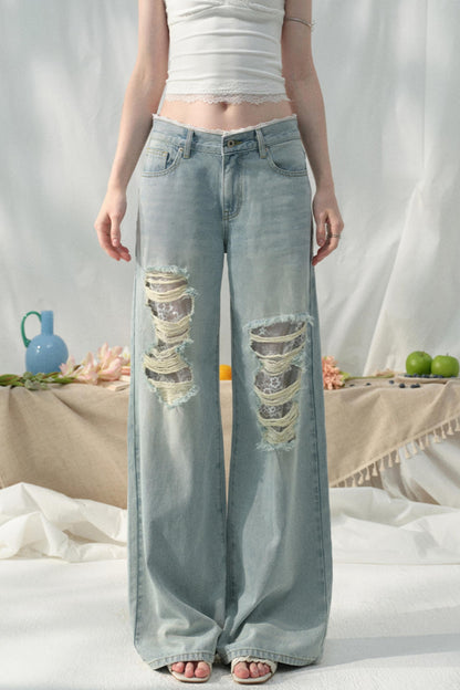 Chic Light Blue Wide-Leg Jeans