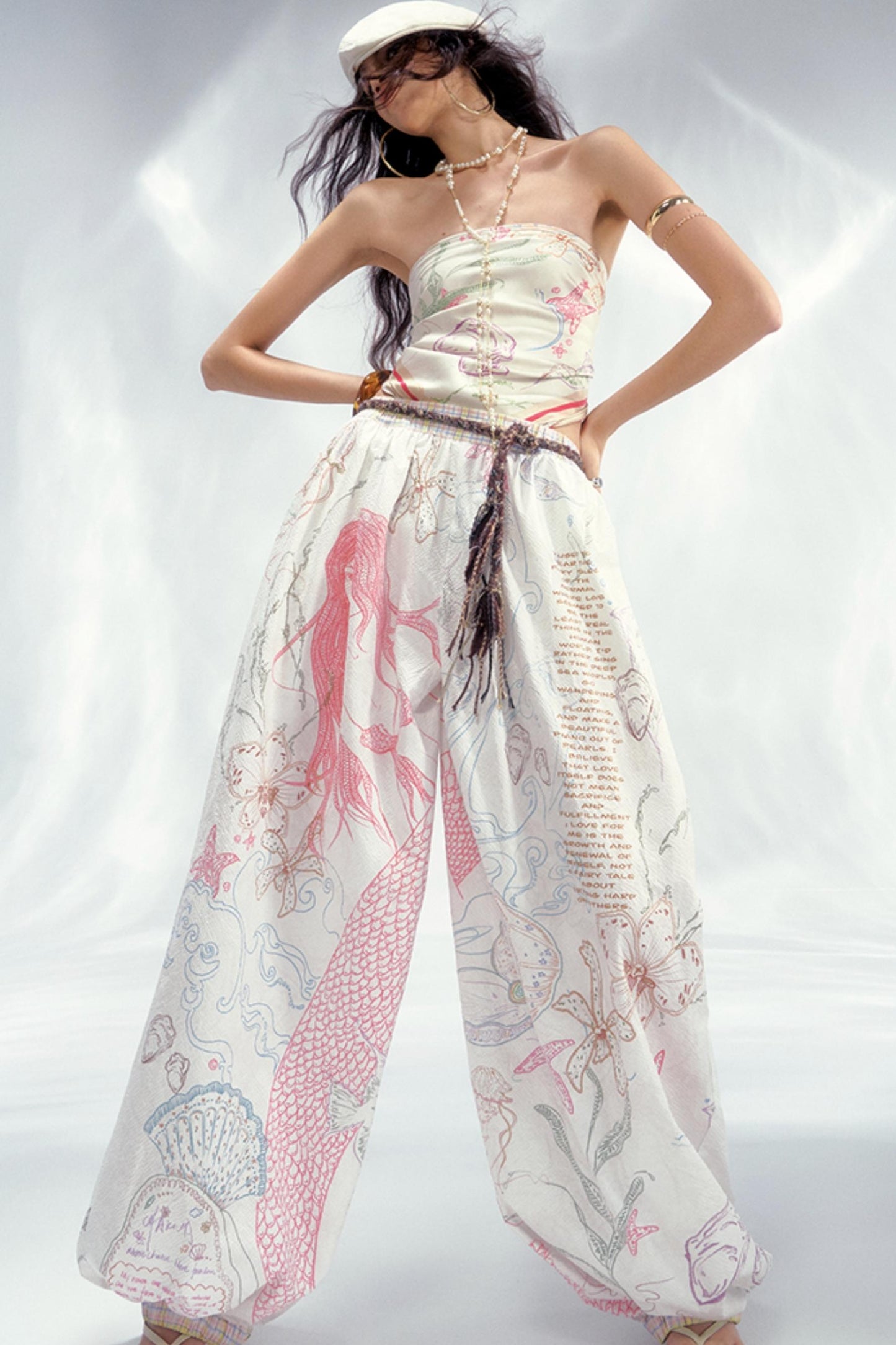 Ocean Pleated Lantern Pants