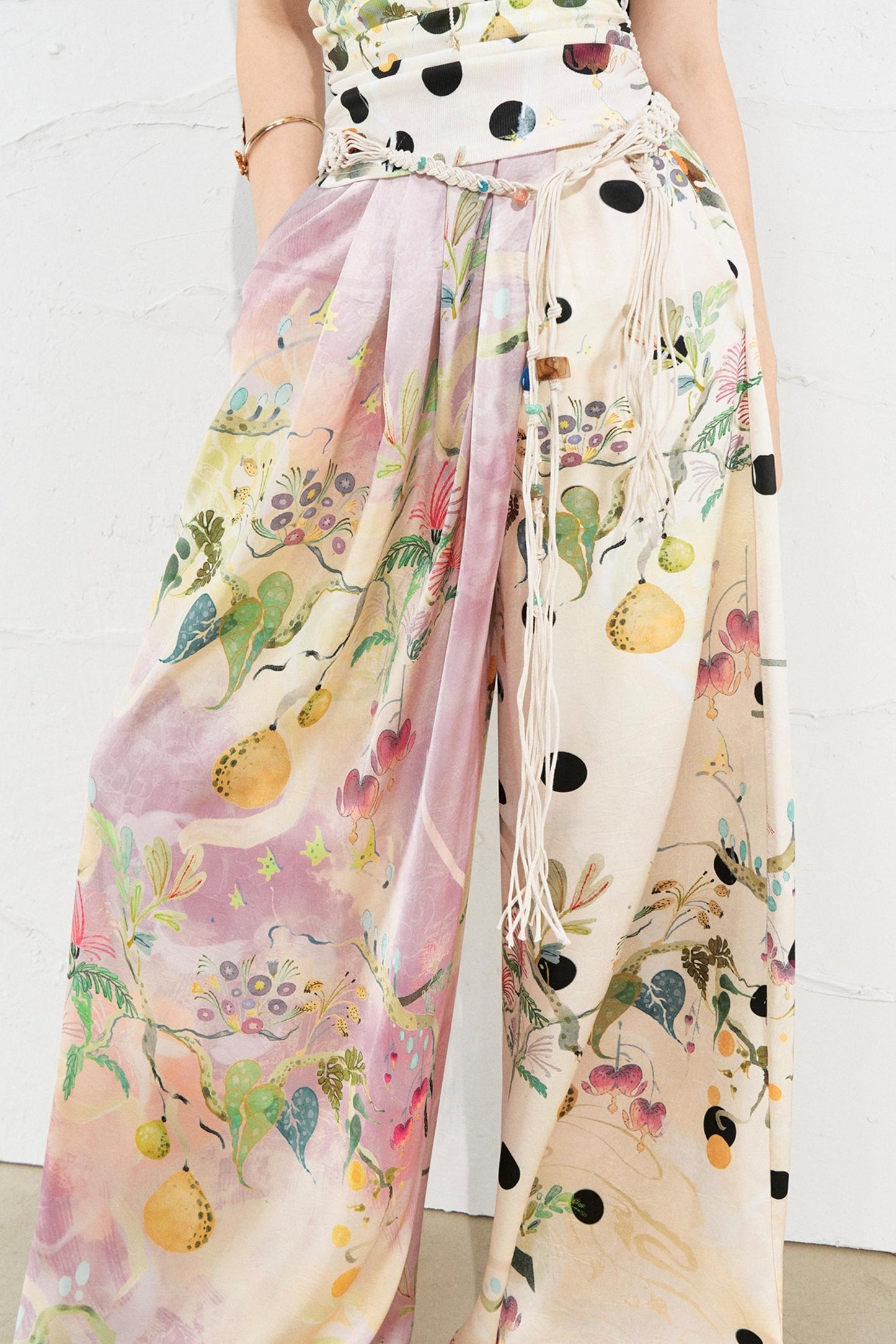 West Draped Wide-Leg Trousers