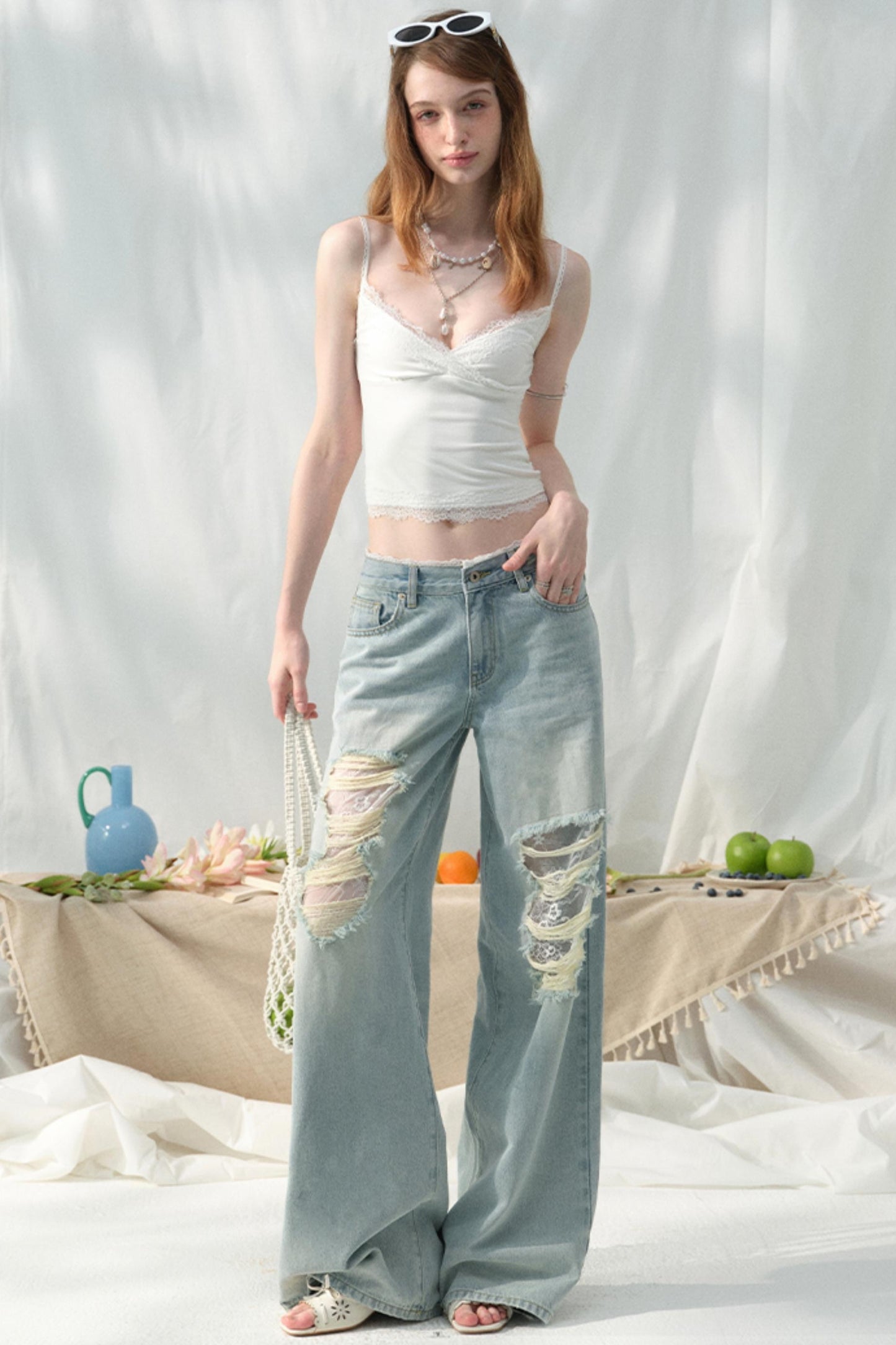 Chic Light Blue Wide-Leg Jeans