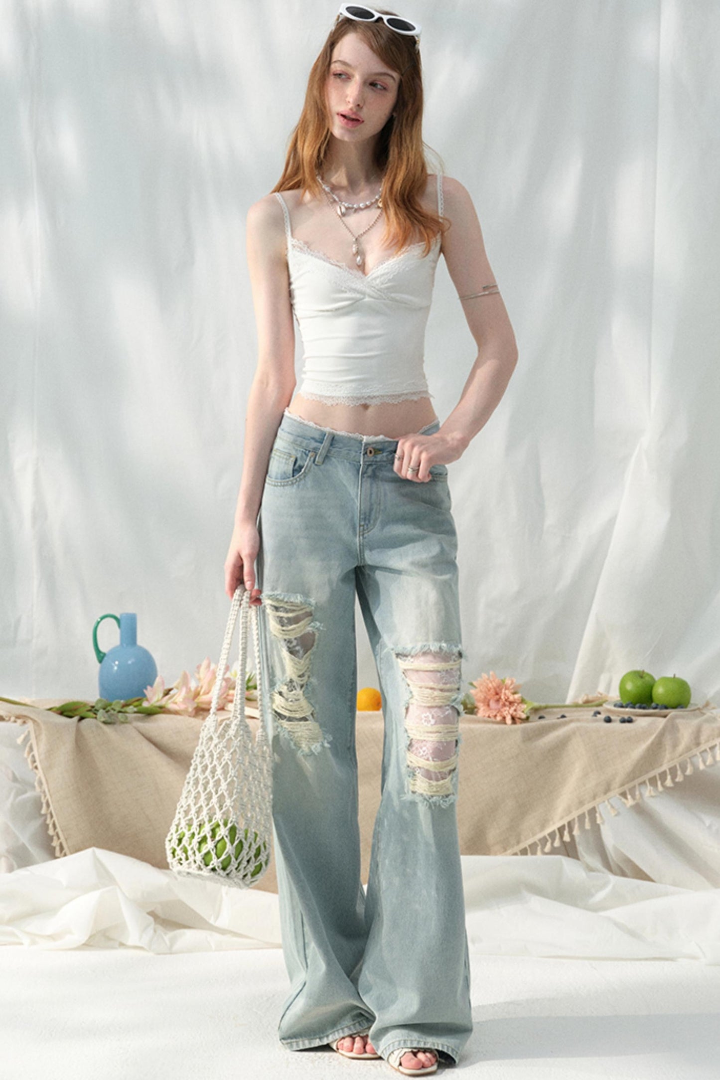Chic Light Blue Wide-Leg Jeans