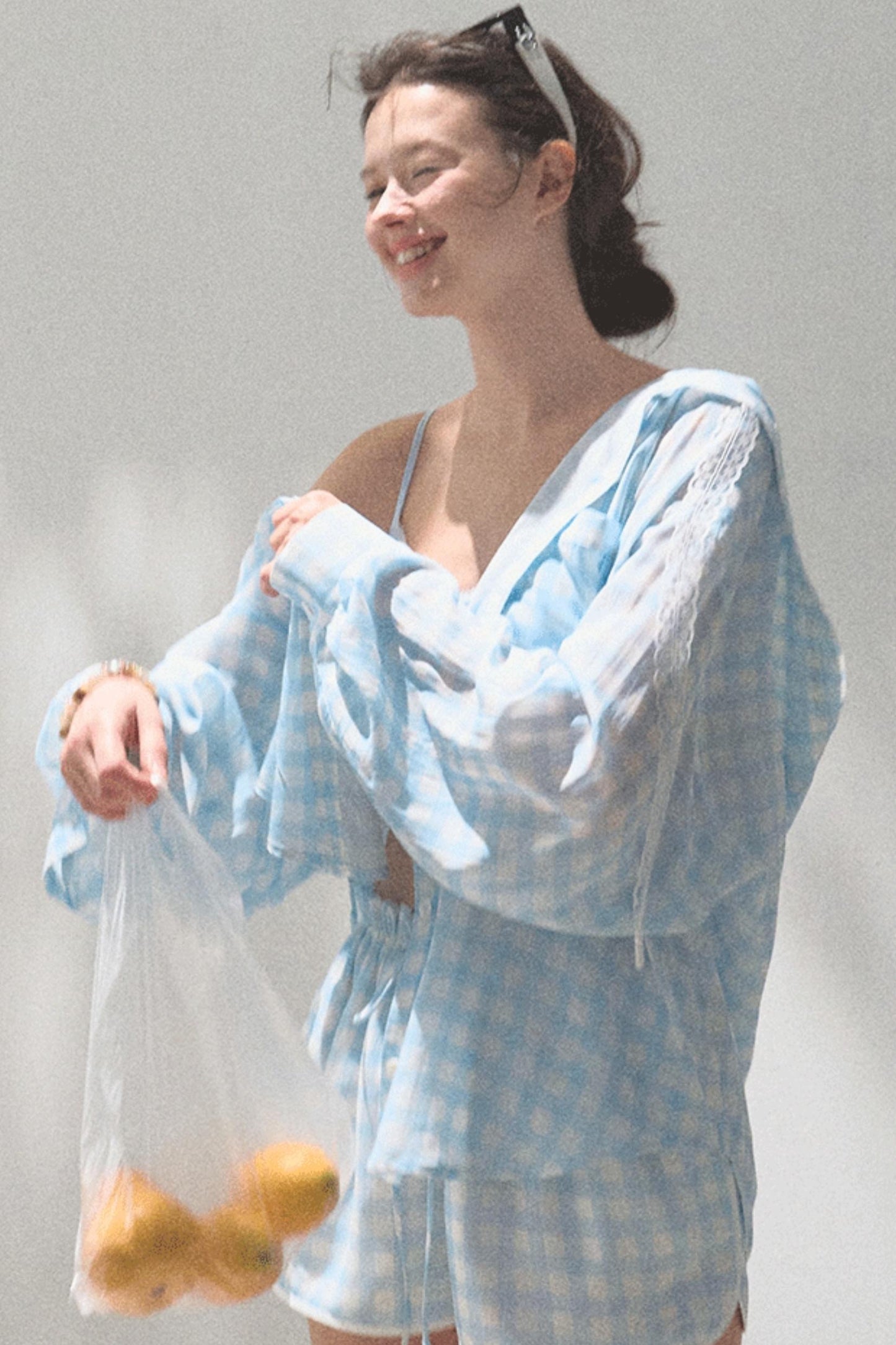 Sun Plaid Shirt & Shorts Set-Up