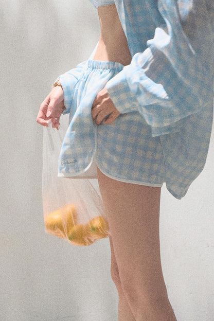 Sun Plaid Shirt & Shorts Set-Up