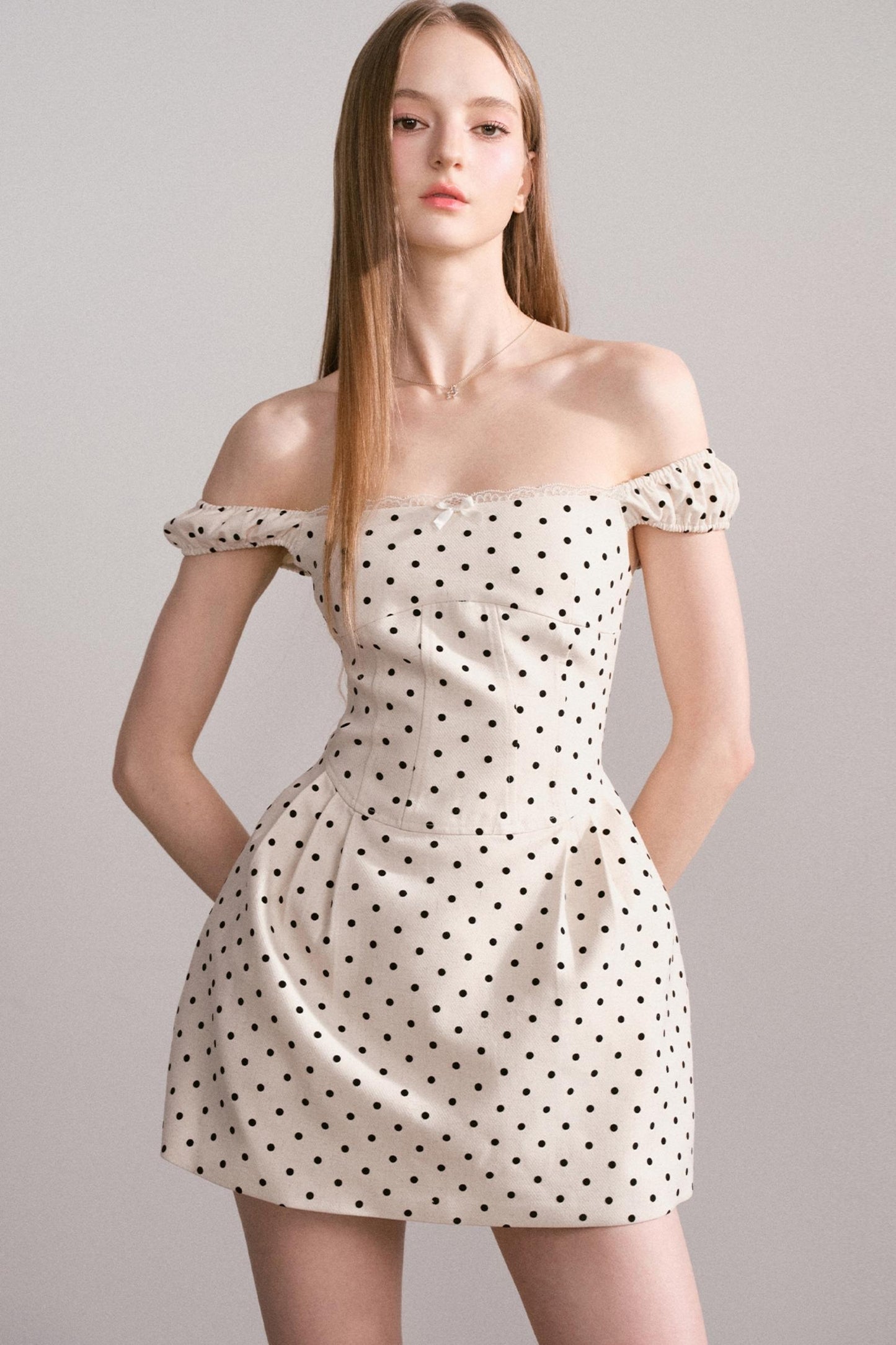 Polka Dot One-Shoulder Dress