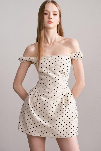 Polka Dot One-Shoulder Dress