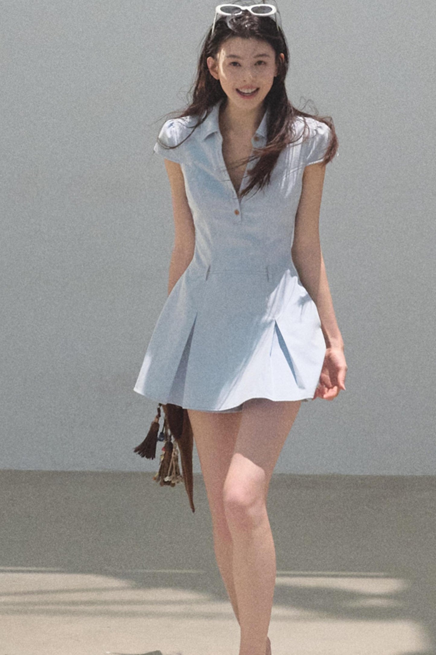Summer Cicadas Denim V-Neck Waist Dress