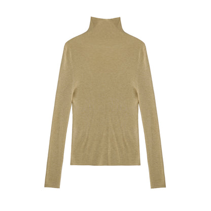 Wool Pile Collar Slim Knit Top