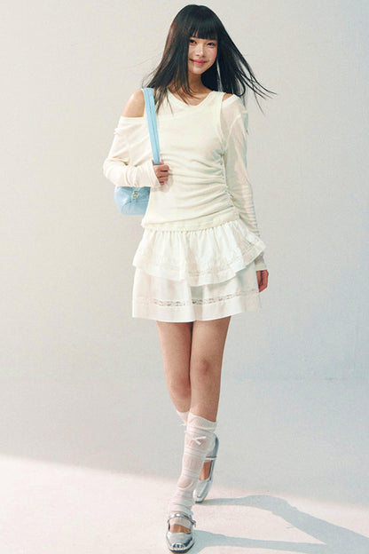 White Tencel Wool Knitwear Set