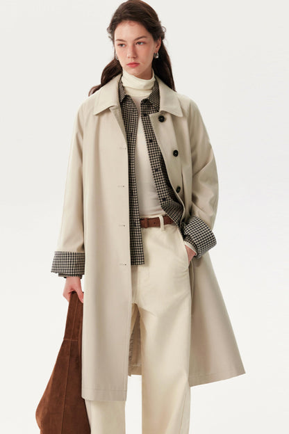 Nordic Plaid Trench Coat