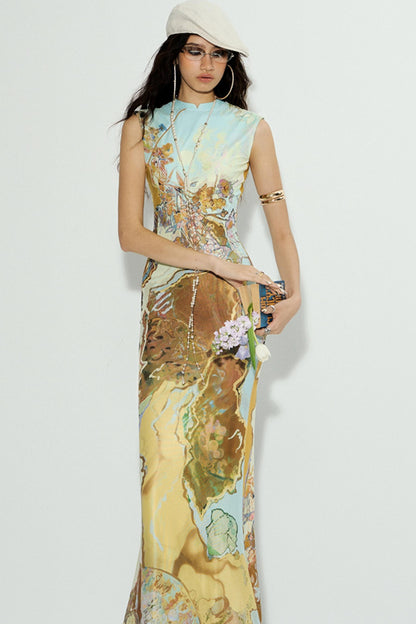 Tri-Color Chinoiserie Dress