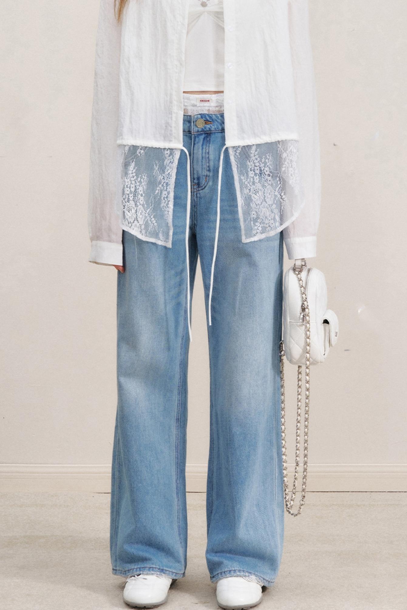 Romantic Lace Wide-Leg Jeans