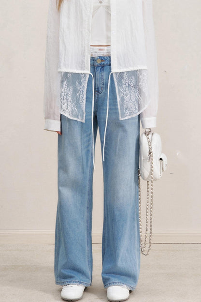 Romantic Lace Wide-Leg Jeans