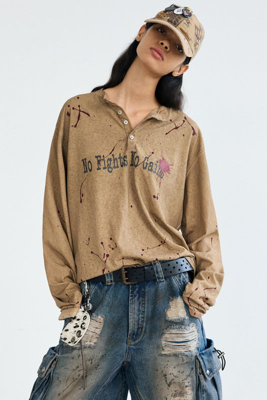 Vintage Splash Ink Henley Tee