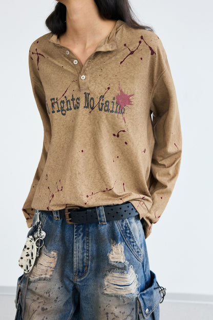 Vintage Splash Ink Henley Tee