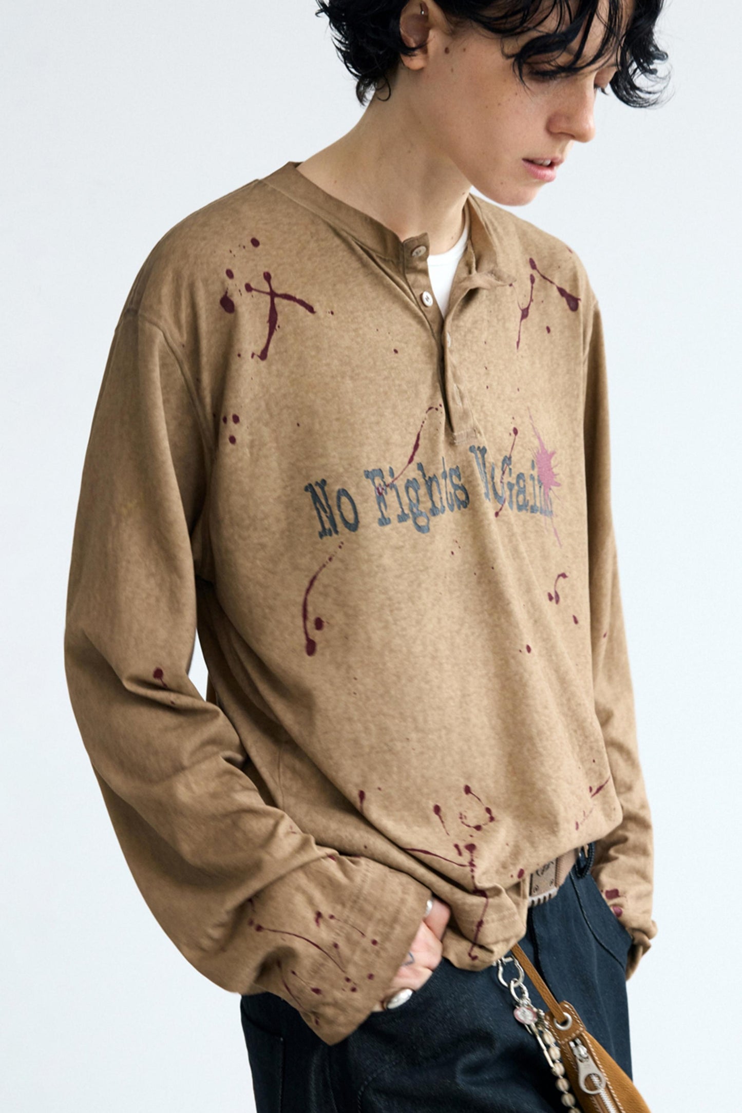 Vintage Splash Ink Henley Tee