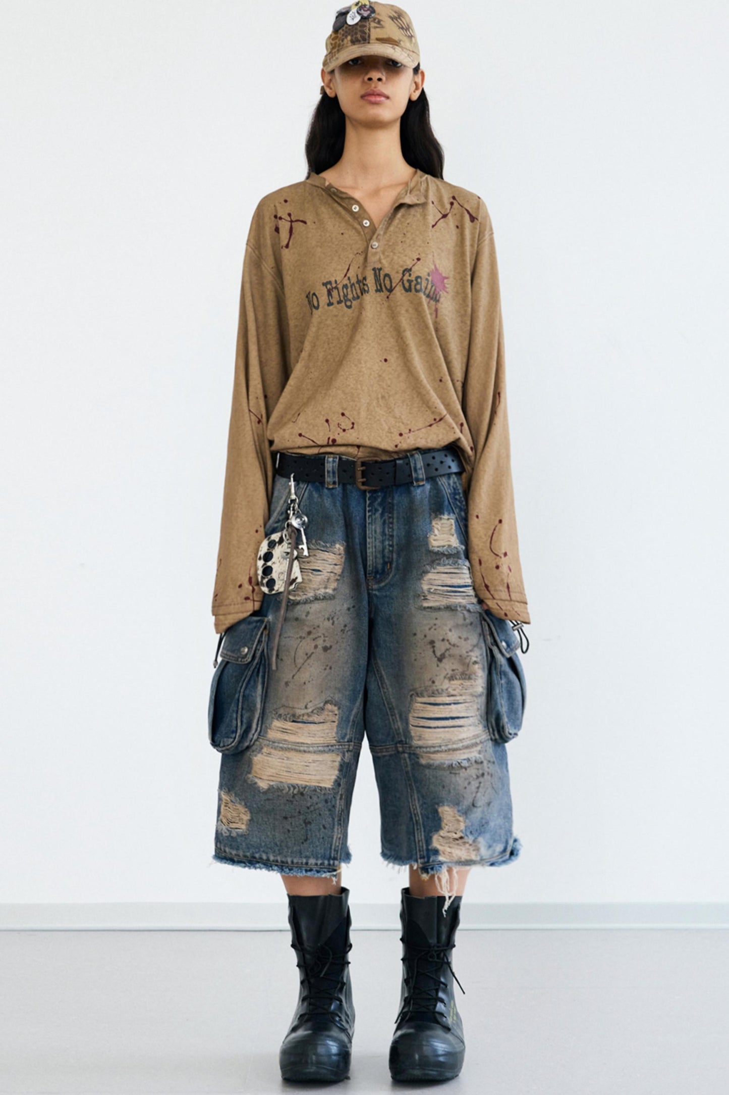 Vintage Splash Ink Henley Tee