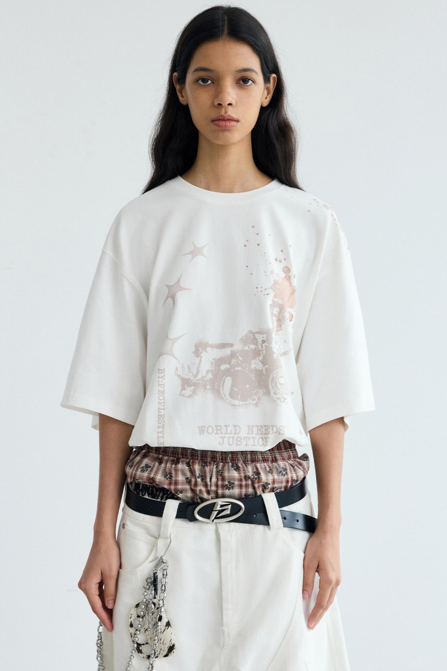 Vintage White Peplum Tee