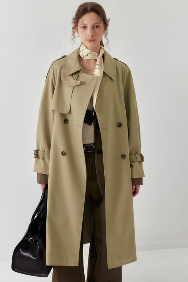 Khaki Draped Trench Coat