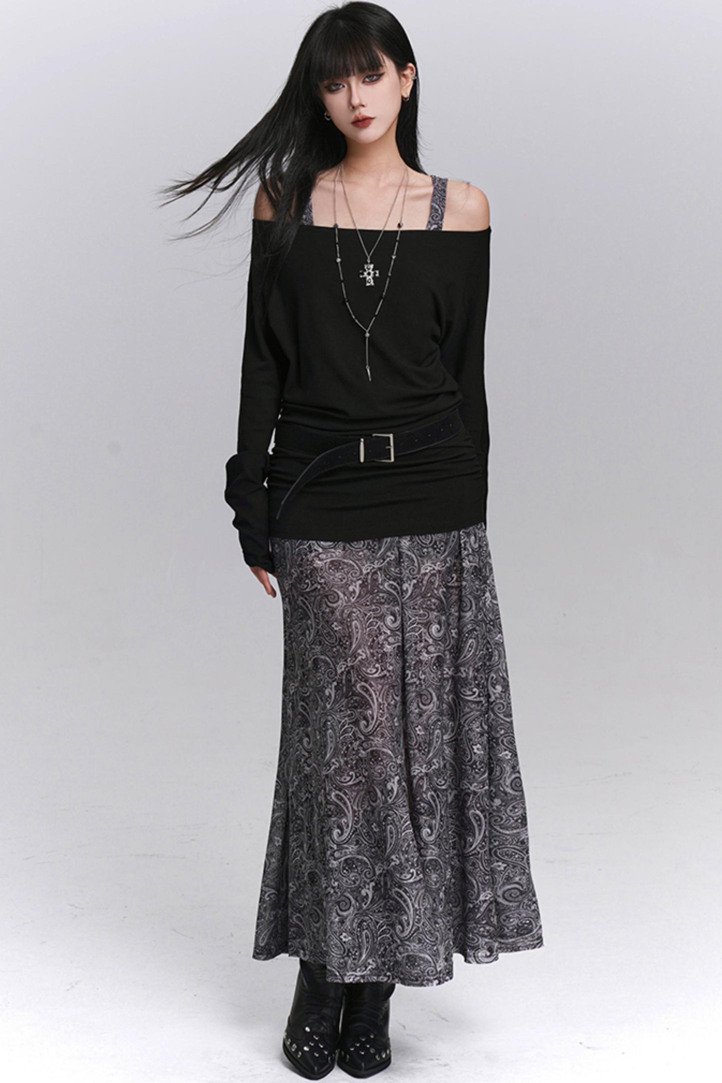 Autumn One-Shoulder Camisole Dress Set