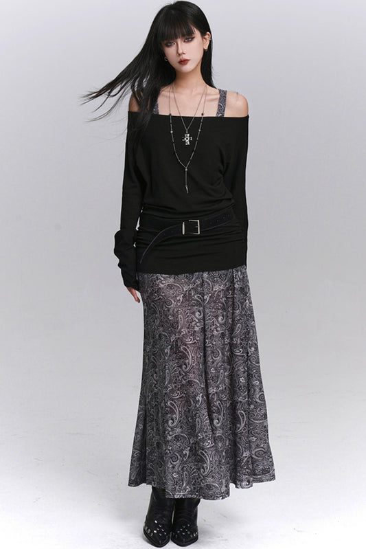 Autumn One-Shoulder Camisole Dress Set