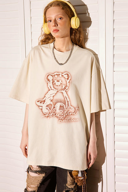 Retro Cartoon Bear Peplum Tee
