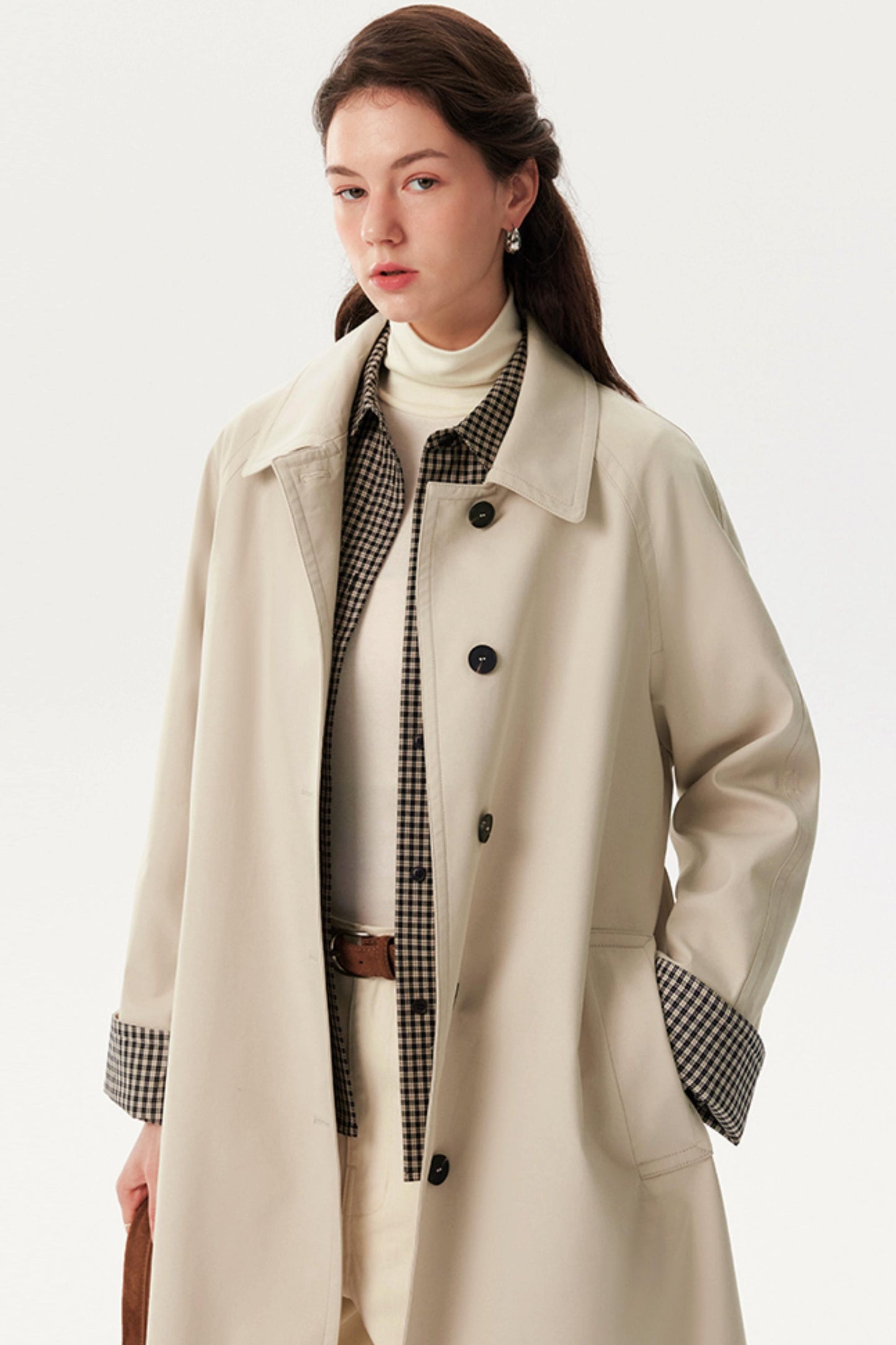 Nordic Plaid Trench Coat