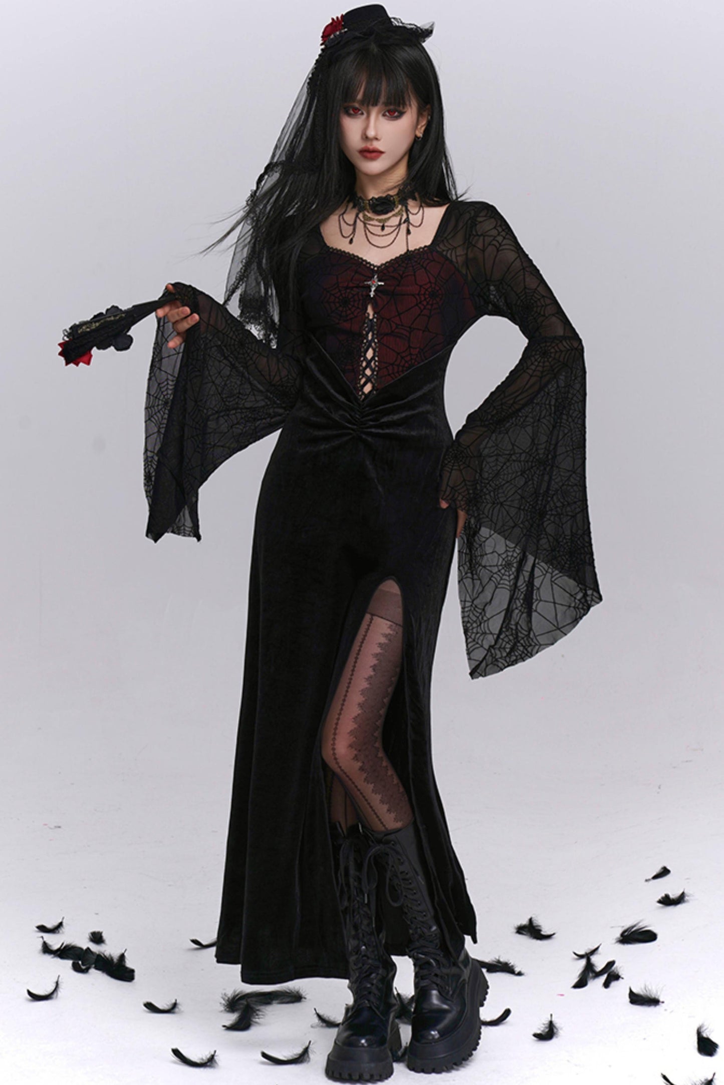 Sexy Gothic Flared Sleeve Dress