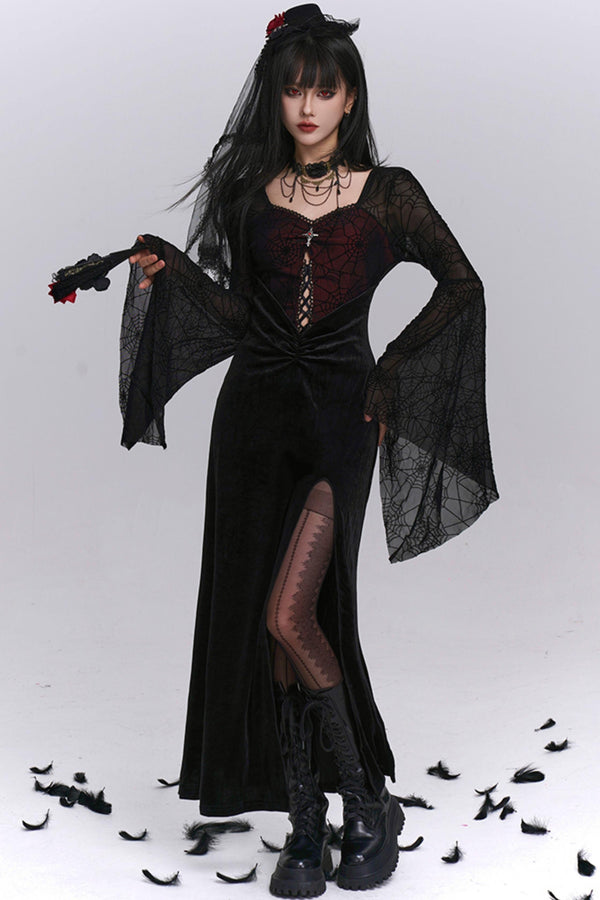Sexy Gothic Flared Sleeve Dress