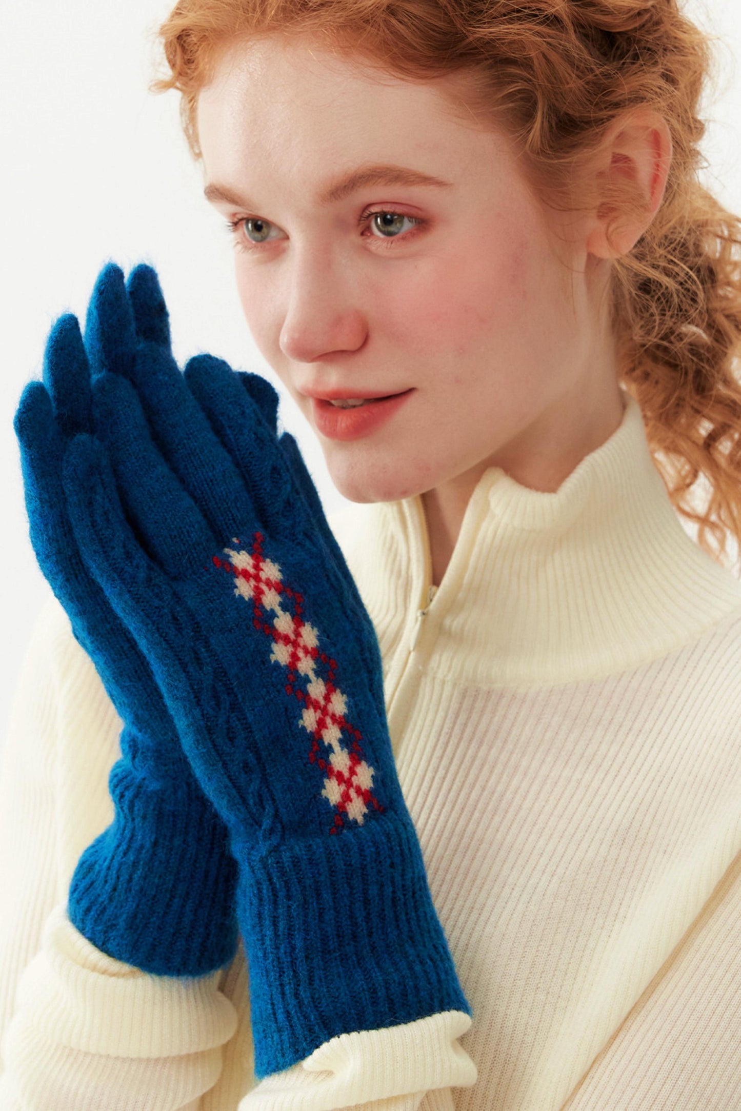 Fair Isle Wool Knit Gloves