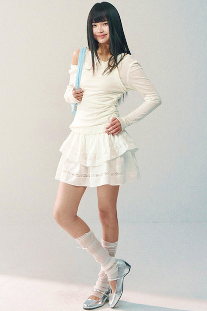 White Tencel Wool Knitwear Set