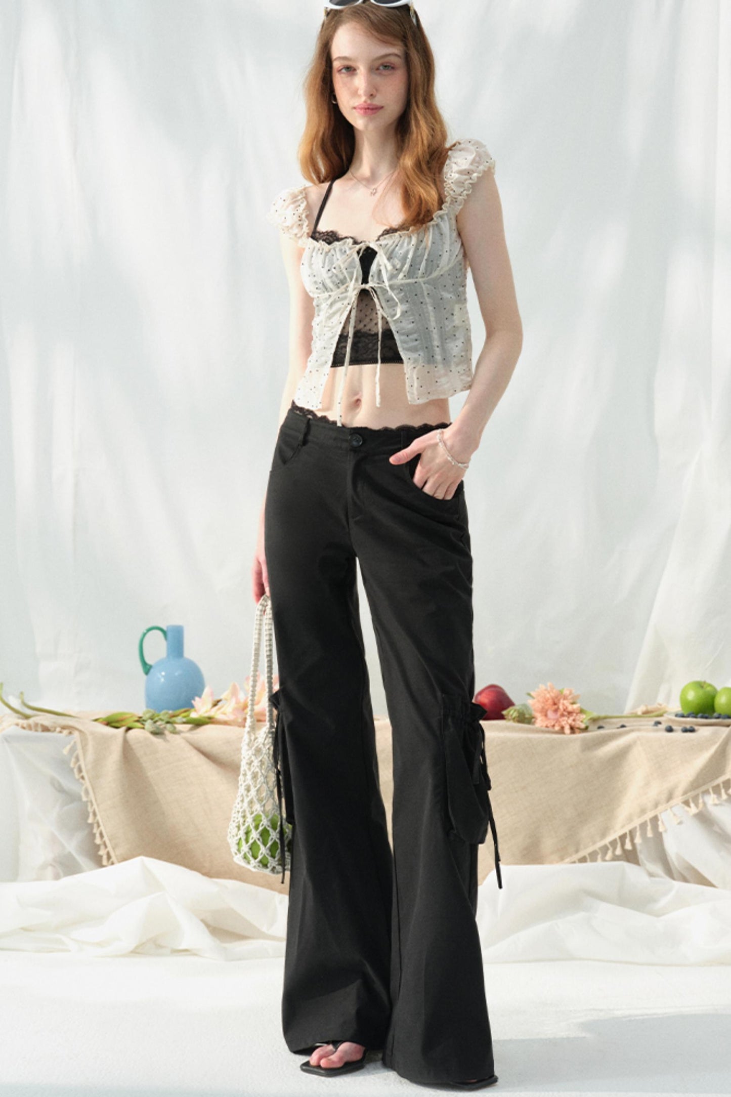 Lace-Trimmed Womens Pants