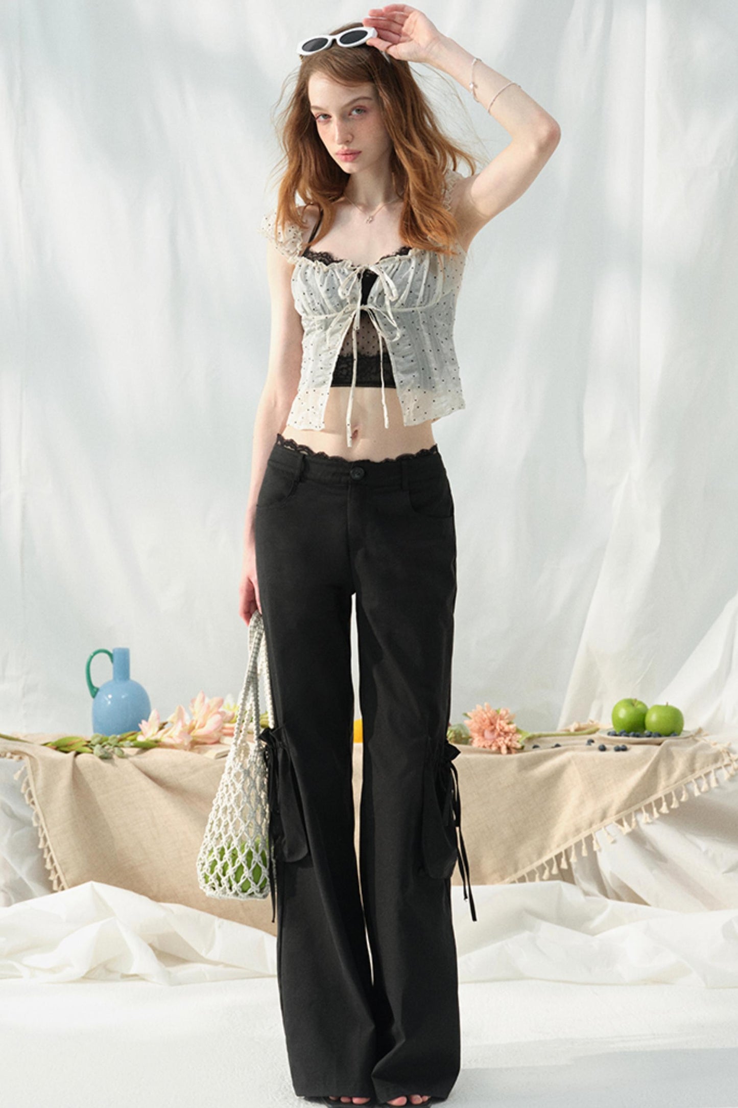 Lace-Trimmed Womens Pants