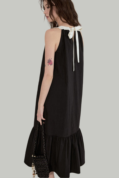 Satin Patchwork Midi Dress