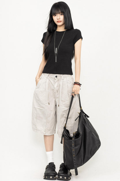 Retro Square Shoulder Slim Fit Tee