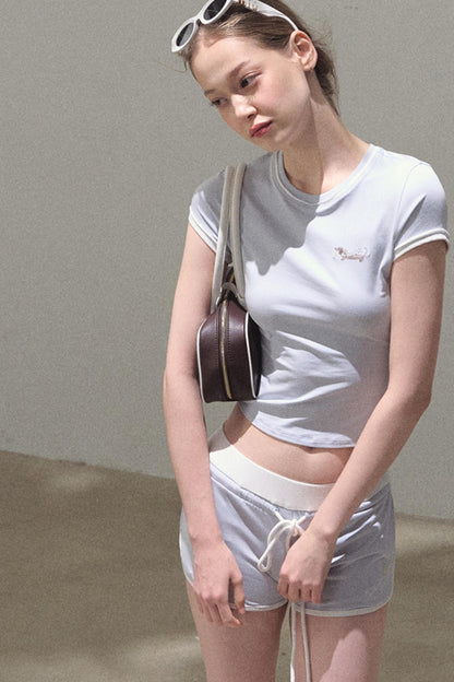 Colorblock Lace-Up Top Set-Up