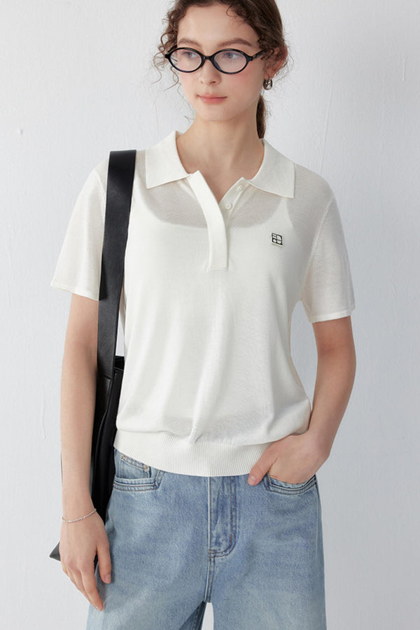 Stretch Silk Polo T-shirt