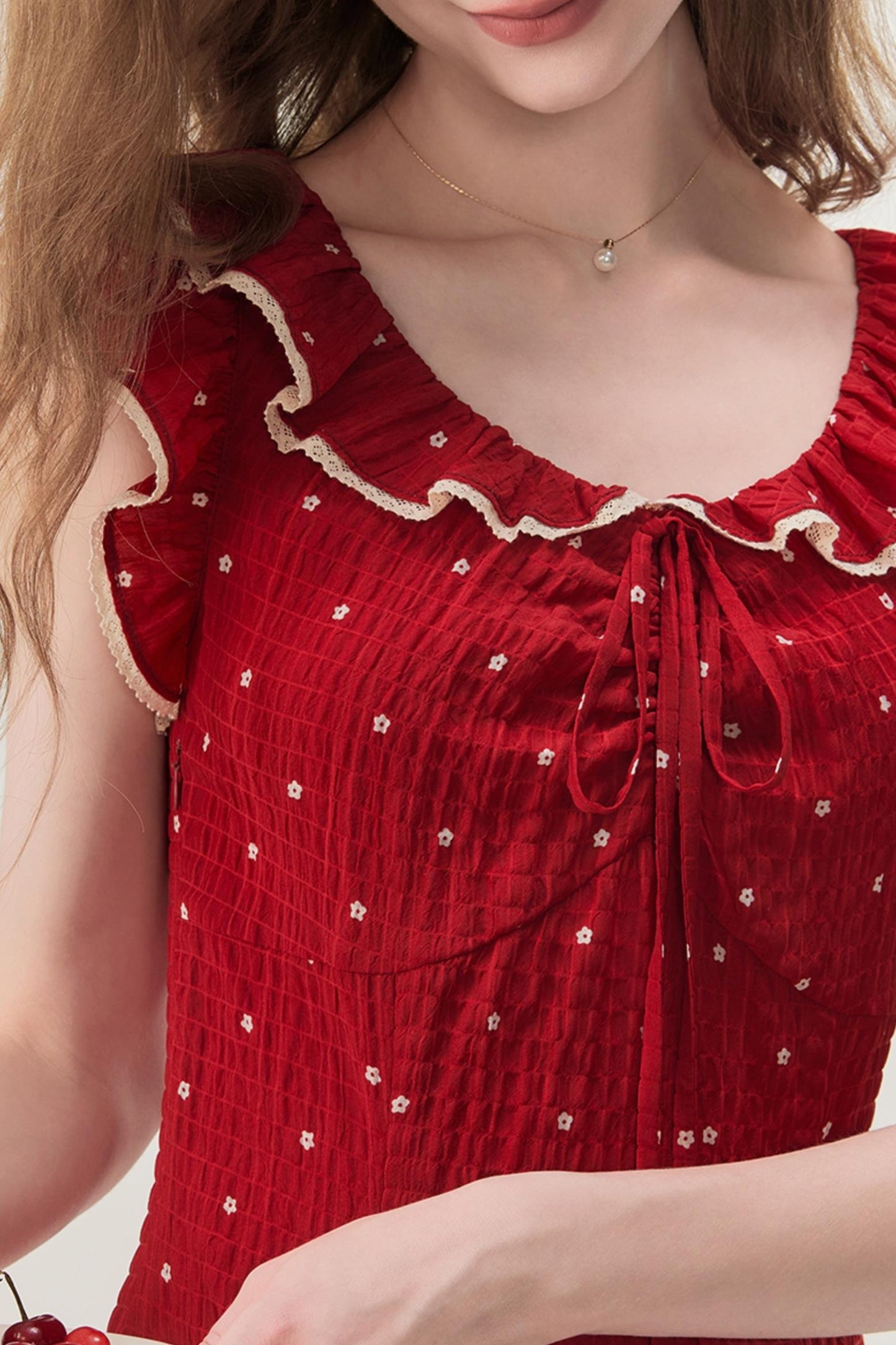 Red Floral Check Dress