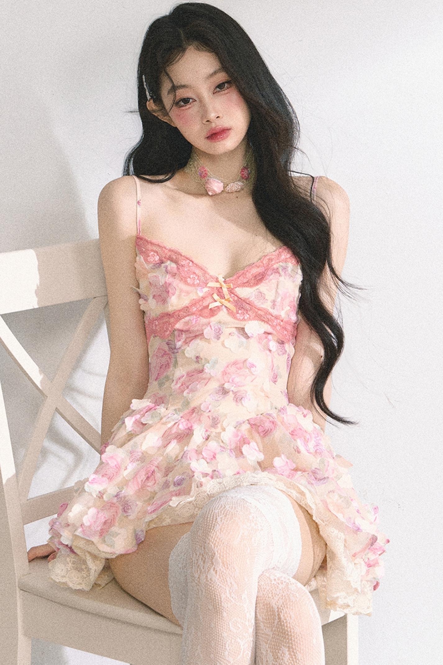 Apricot Lace Halter Dress