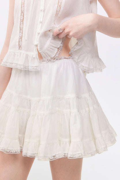 Sleeveless Lace Suit Set-Up