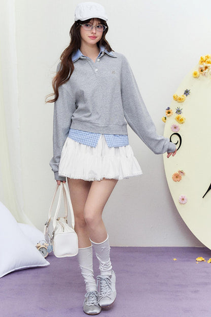 Mixed Check Polo Sweater