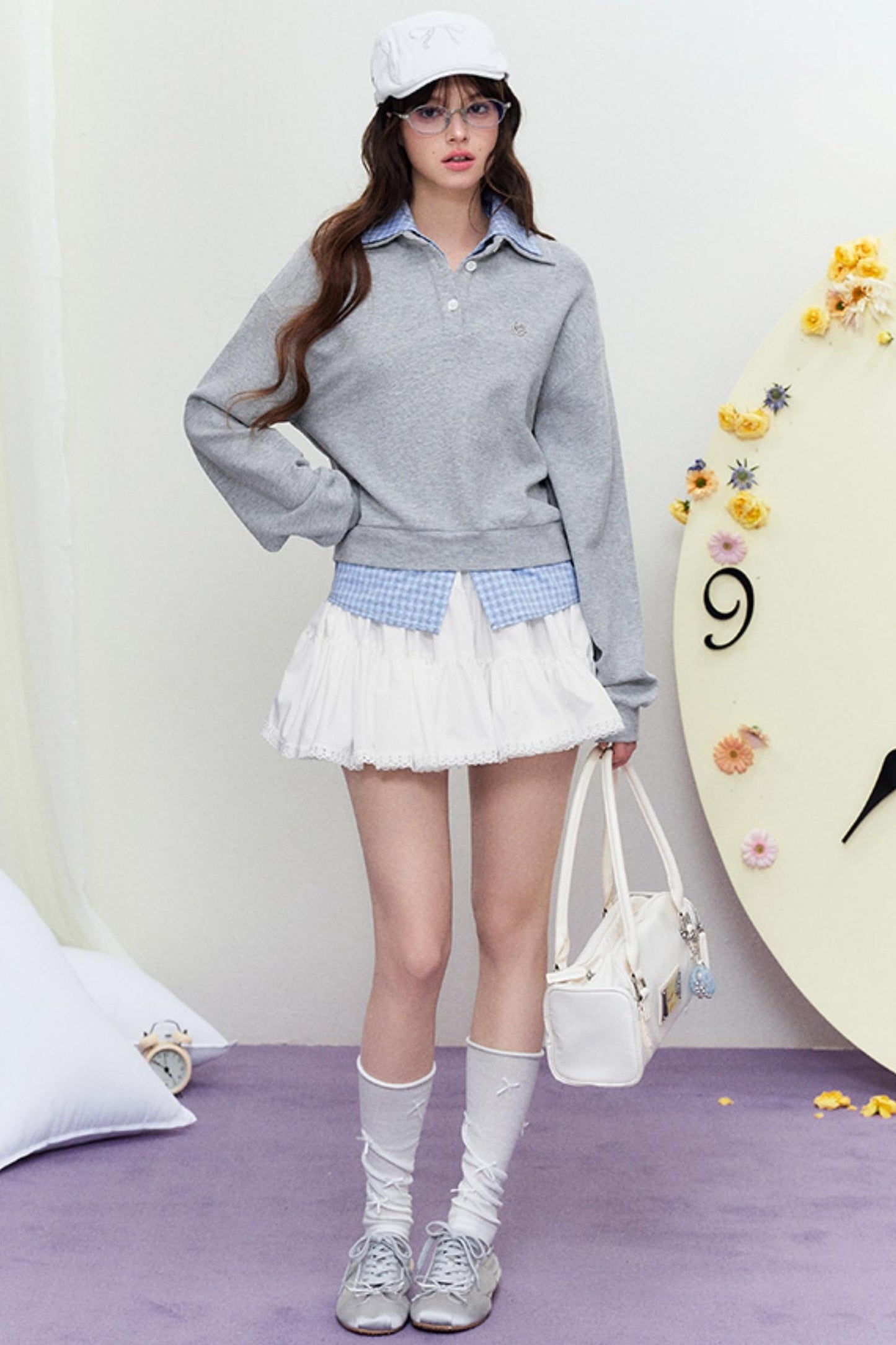 Mixed Check Polo Sweater