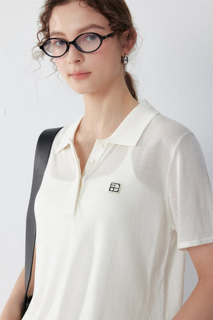 Stretch Silk Polo T-shirt
