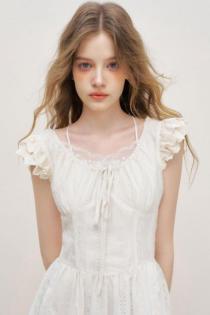 Flutter Lace Midi Dress