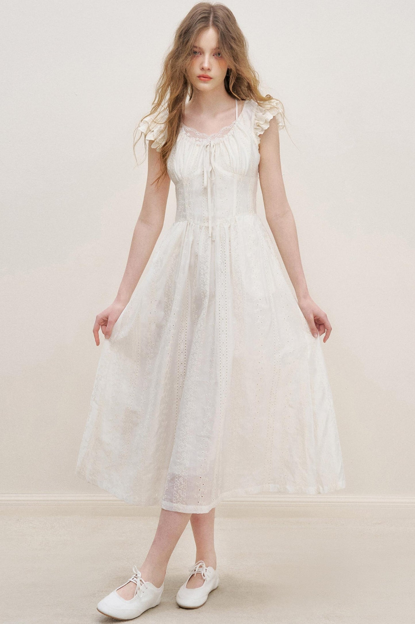 Flutter Lace Midi Dress