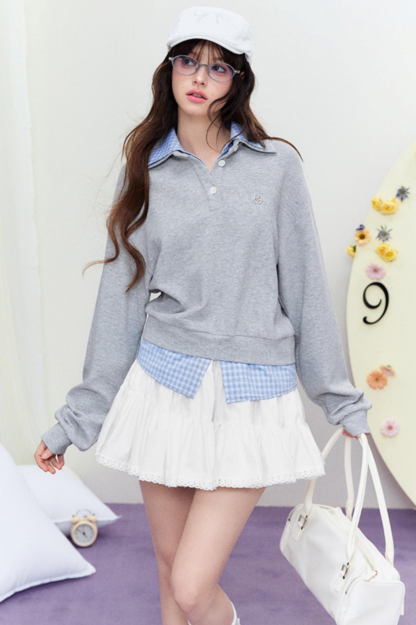 Mixed Check Polo Sweater