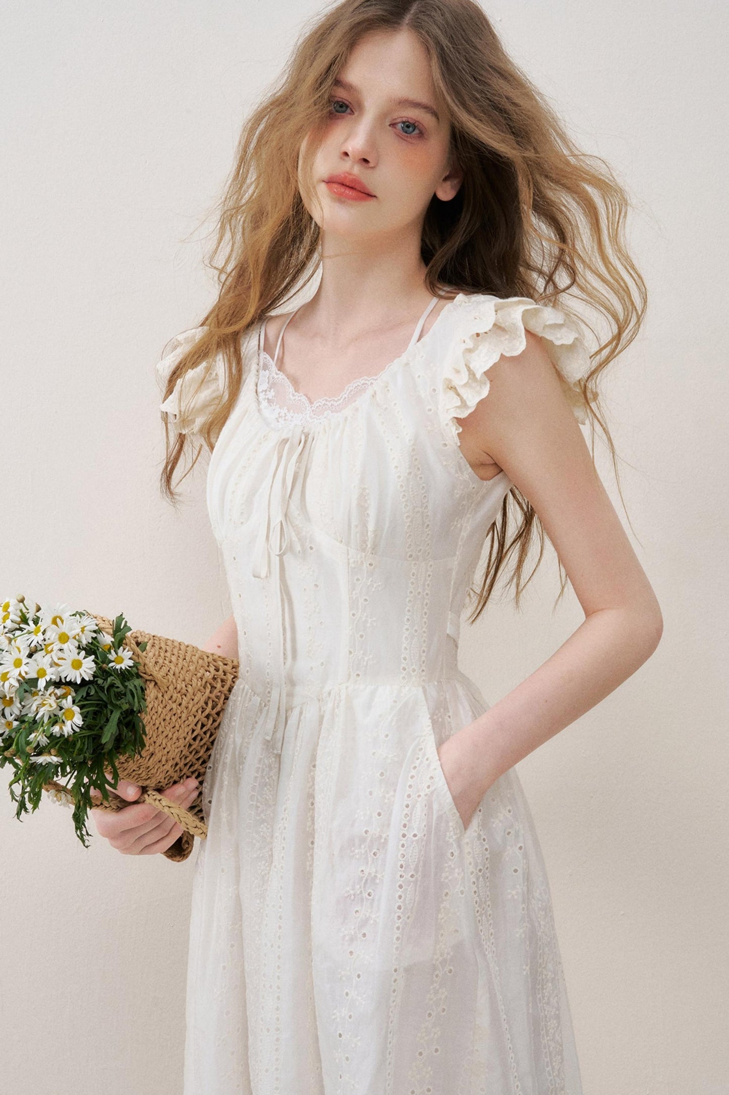 Flutter Lace Midi Dress