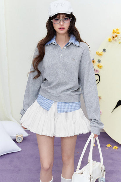 Mixed Check Polo Sweater