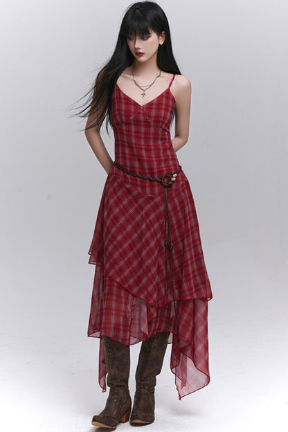 Pink Plaid Halter Dress