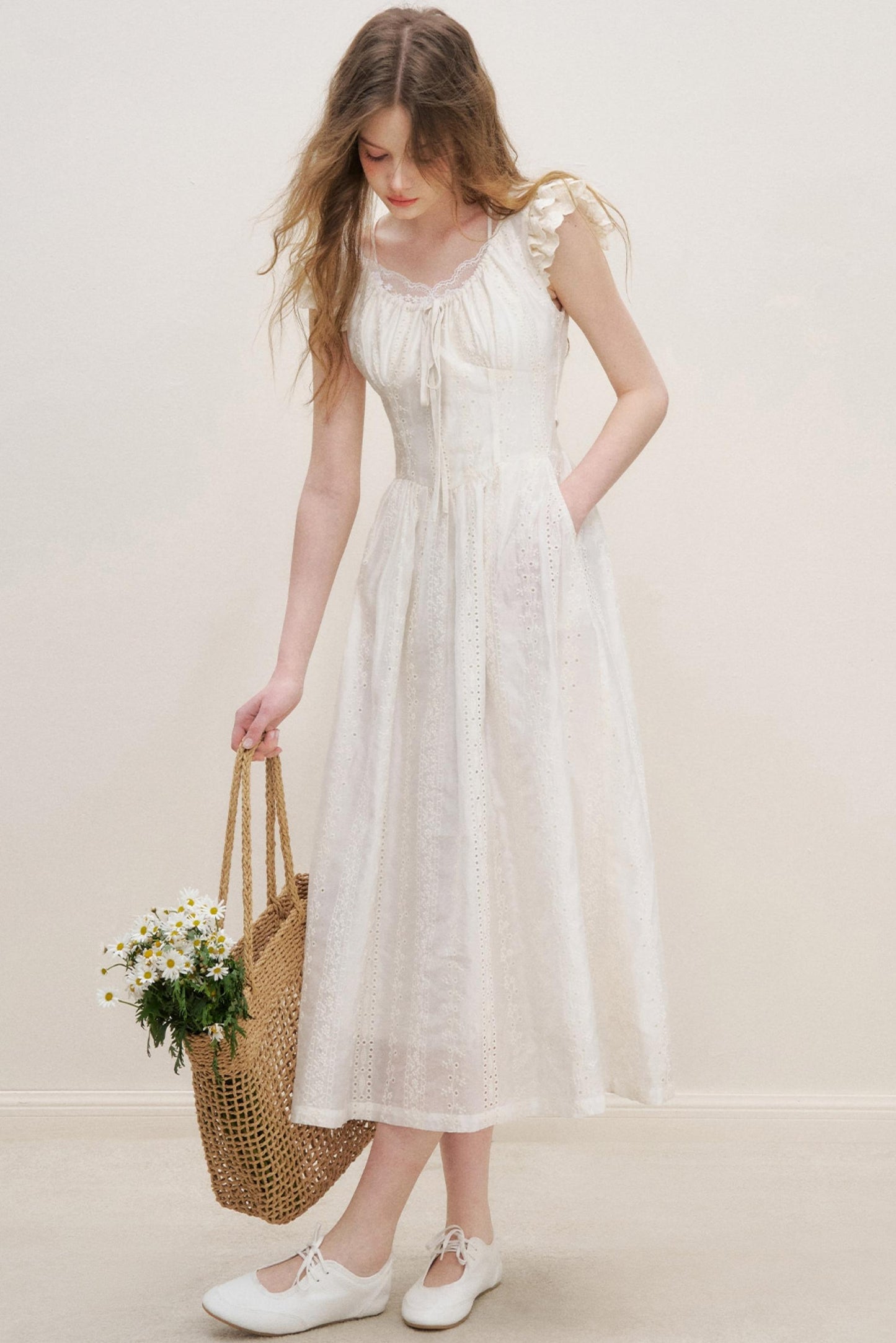 Flutter Lace Midi Dress